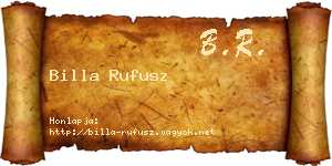 Billa Rufusz névjegykártya